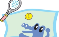 鳄鱼打网球图片