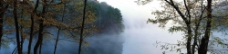 笼罩着雾气的湖面图片