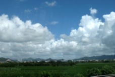 田野上蓝天白云图片