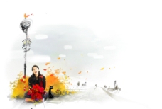非主流韩国花纹与人物-超酷PSD合成图图片