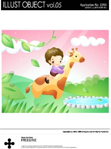 骑长颈鹿的男孩图片